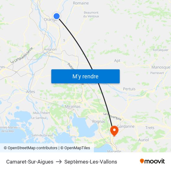 Camaret-Sur-Aigues to Septèmes-Les-Vallons map