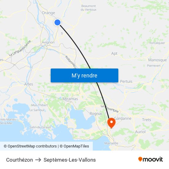 Courthézon to Septèmes-Les-Vallons map