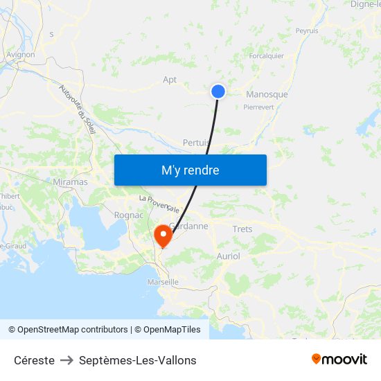 Céreste to Septèmes-Les-Vallons map