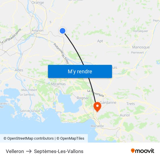 Velleron to Septèmes-Les-Vallons map