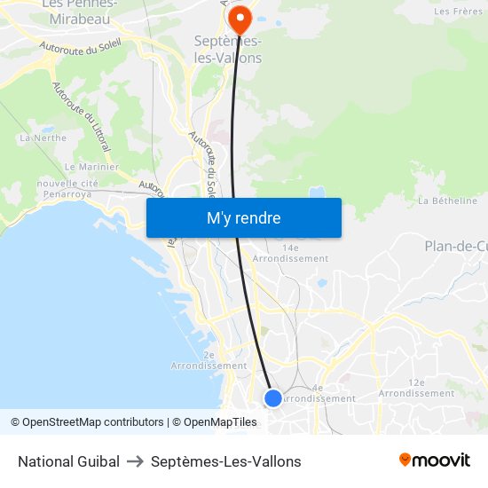 National Guibal to Septèmes-Les-Vallons map