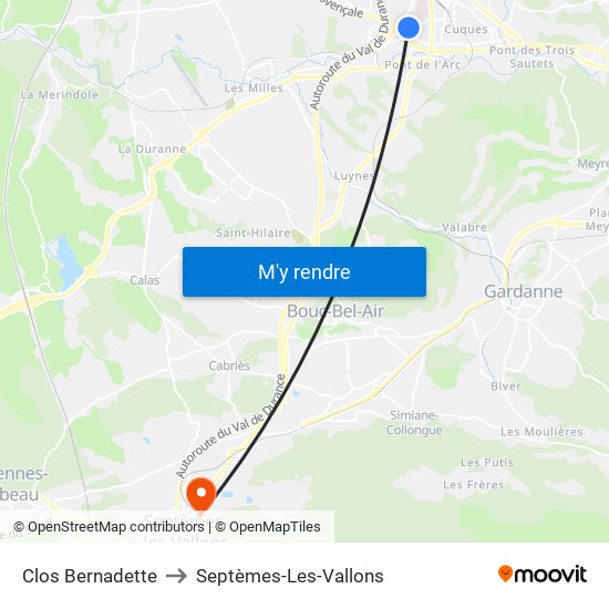 Clos Bernadette to Septèmes-Les-Vallons map