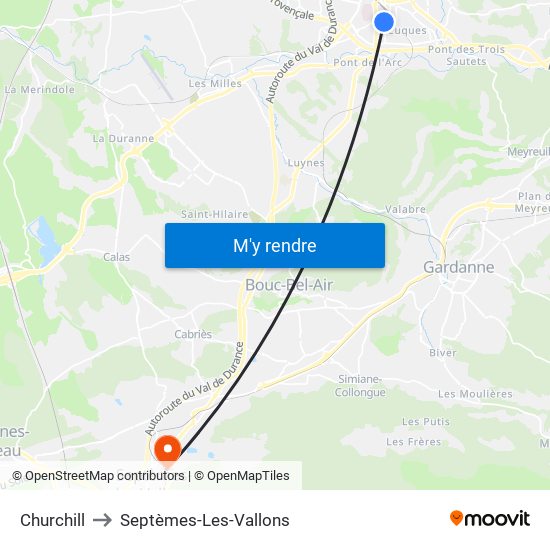 Churchill to Septèmes-Les-Vallons map