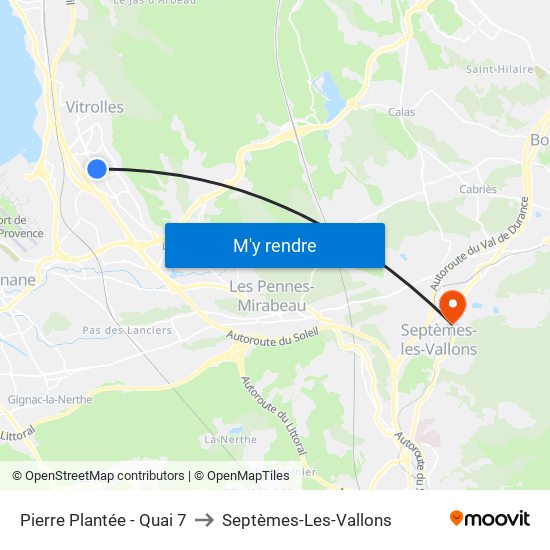 Pierre Plantée - Quai 7 to Septèmes-Les-Vallons map