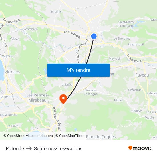 Rotonde to Septèmes-Les-Vallons map