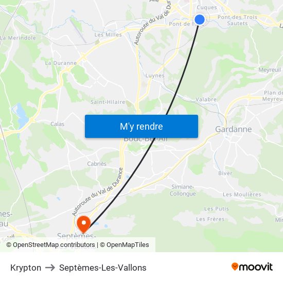 Krypton to Septèmes-Les-Vallons map