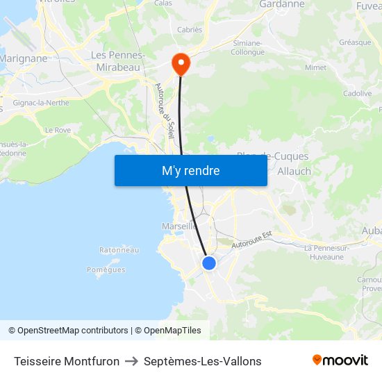 Teisseire Montfuron to Septèmes-Les-Vallons map