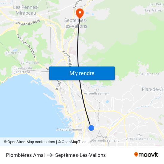 Plombières Arnal to Septèmes-Les-Vallons map