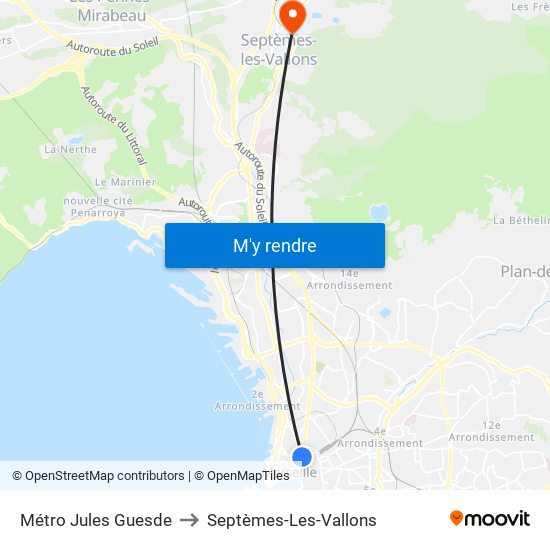 Métro Jules Guesde to Septèmes-Les-Vallons map