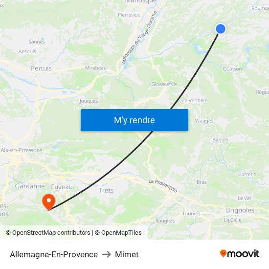 Allemagne-En-Provence to Mimet map