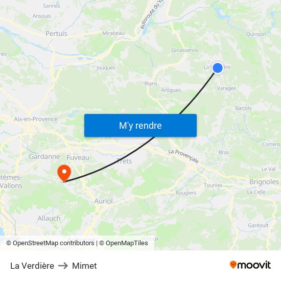 La Verdière to Mimet map