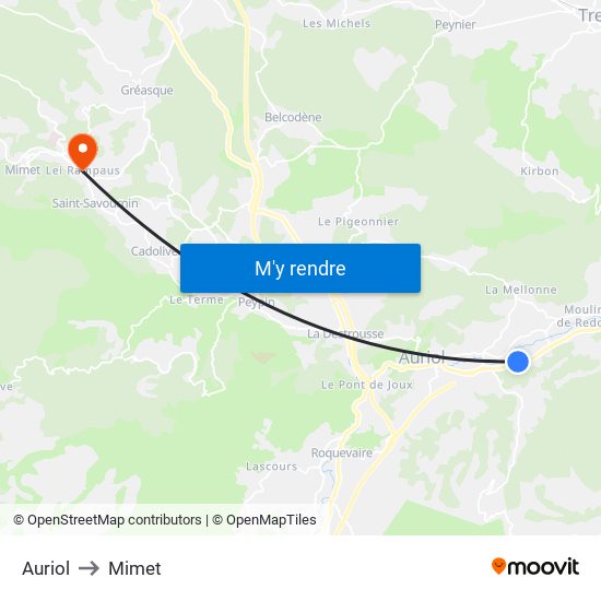 Auriol to Mimet map