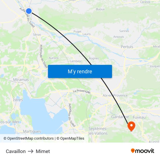Cavaillon to Mimet map