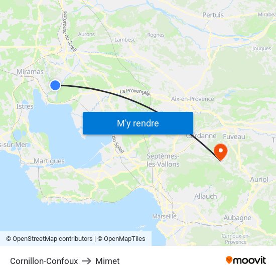 Cornillon-Confoux to Mimet map