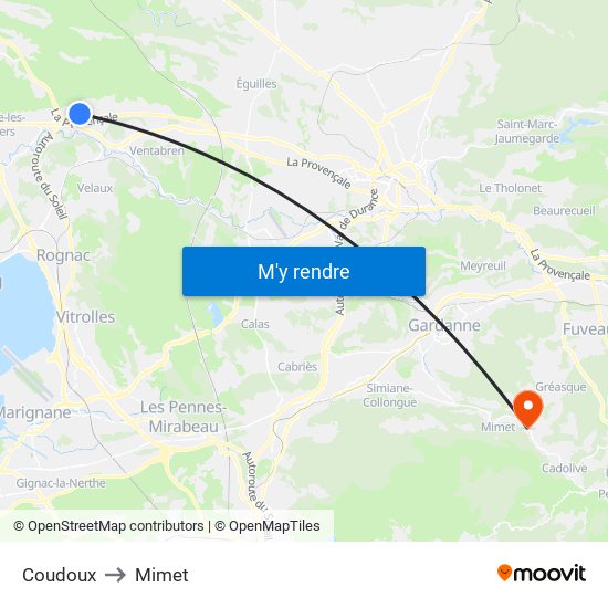 Coudoux to Mimet map