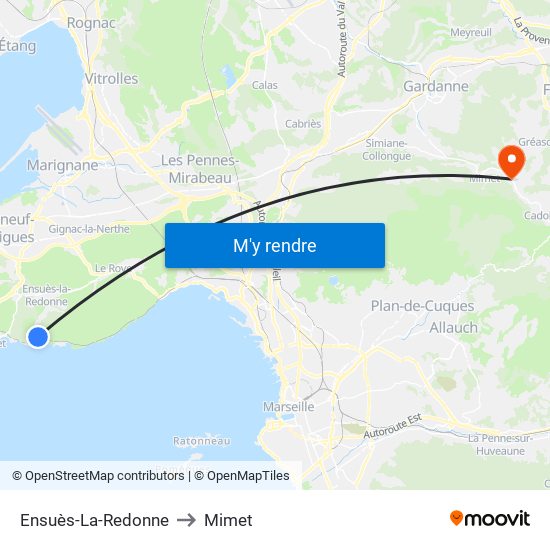Ensuès-La-Redonne to Mimet map