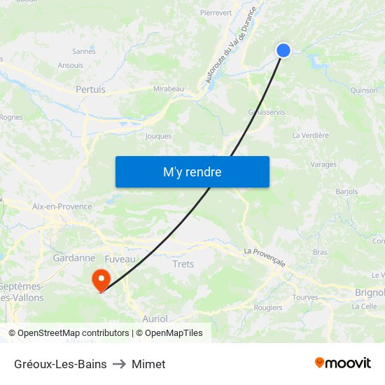 Gréoux-Les-Bains to Mimet map