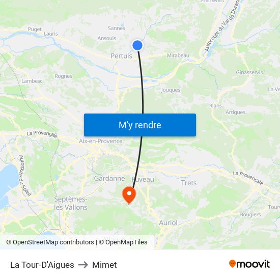 La Tour-D'Aigues to Mimet map
