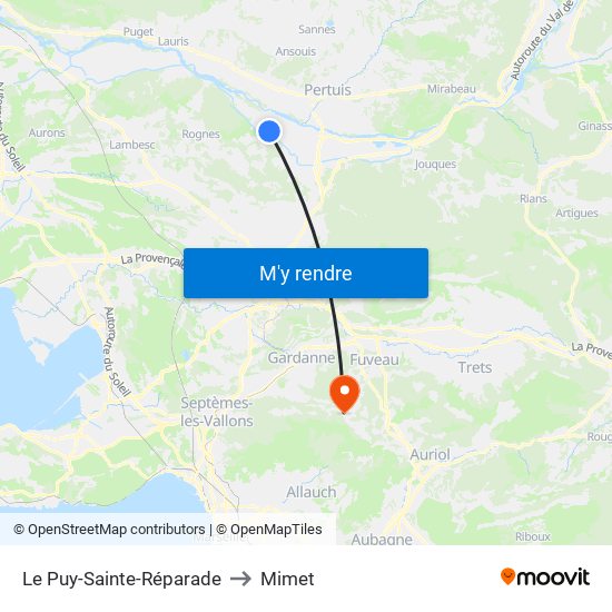 Le Puy-Sainte-Réparade to Mimet map