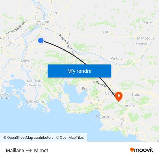 Maillane to Mimet map