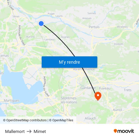 Mallemort to Mimet map