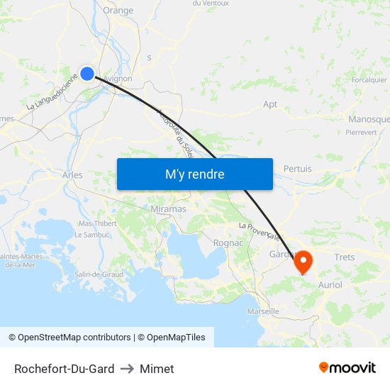 Rochefort-Du-Gard to Mimet map