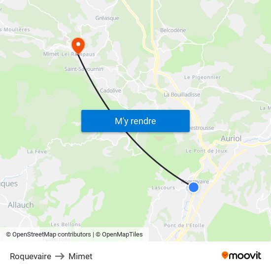 Roquevaire to Mimet map