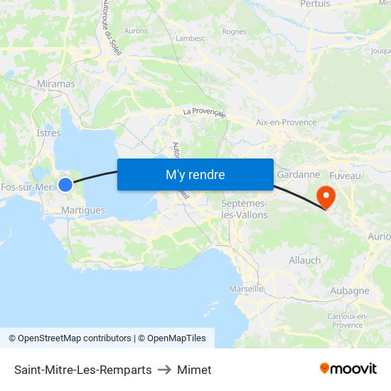 Saint-Mitre-Les-Remparts to Mimet map