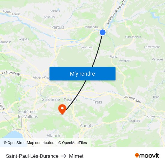 Saint-Paul-Lès-Durance to Mimet map
