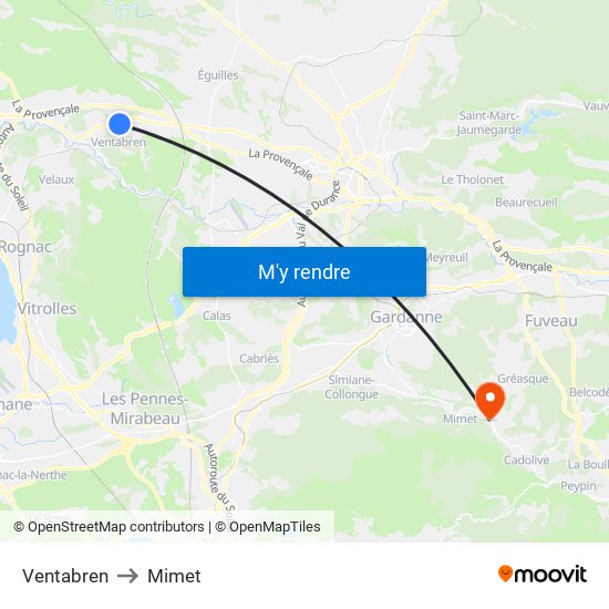 Ventabren to Mimet map