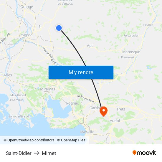 Saint-Didier to Mimet map