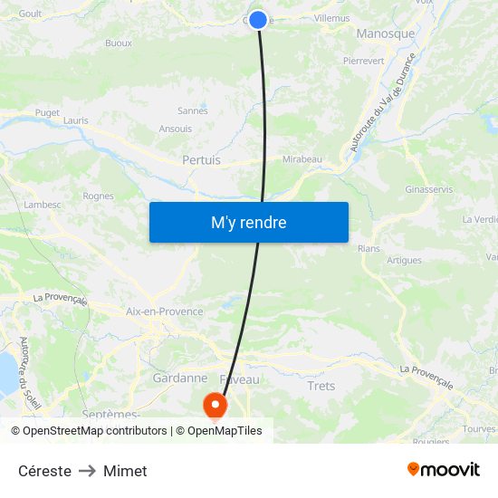 Céreste to Mimet map