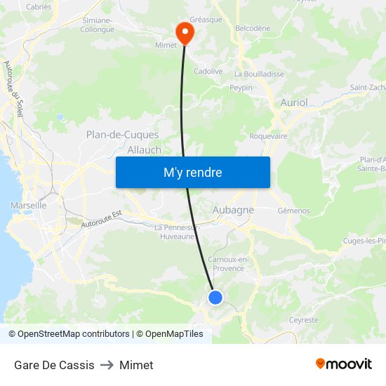 Gare De Cassis to Mimet map