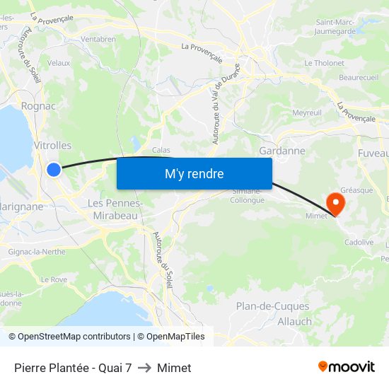 Pierre Plantée - Quai 7 to Mimet map