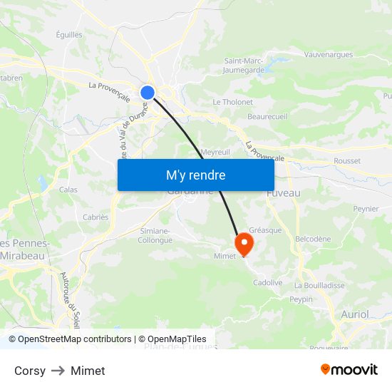Corsy to Mimet map