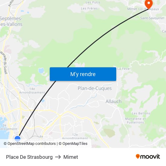 Place De Strasbourg to Mimet map
