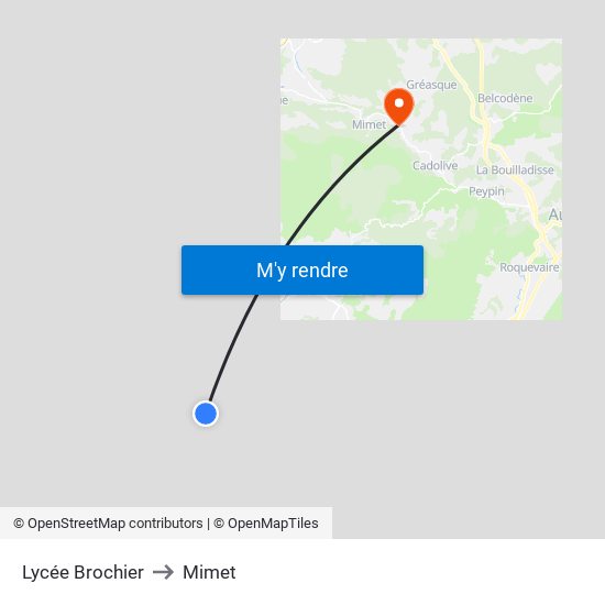 Lycée Brochier to Mimet map