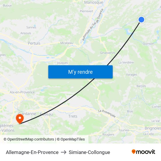 Allemagne-En-Provence to Simiane-Collongue map