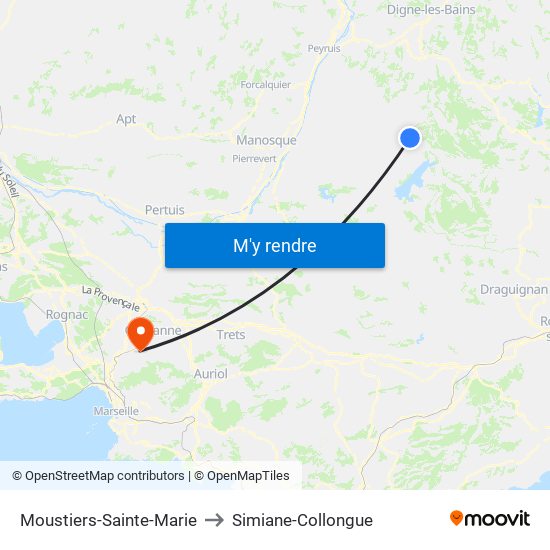 Moustiers-Sainte-Marie to Simiane-Collongue map
