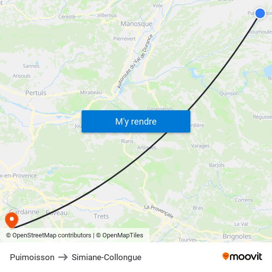 Puimoisson to Simiane-Collongue map