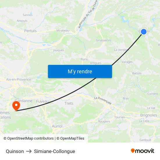 Quinson to Simiane-Collongue map