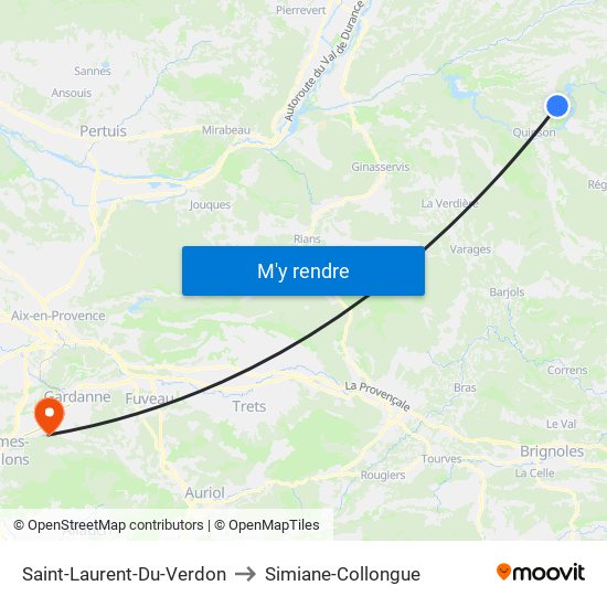 Saint-Laurent-Du-Verdon to Simiane-Collongue map