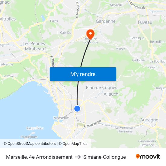 Marseille, 4e Arrondissement to Simiane-Collongue map