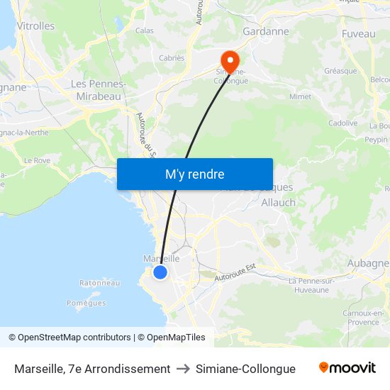 Marseille, 7e Arrondissement to Simiane-Collongue map