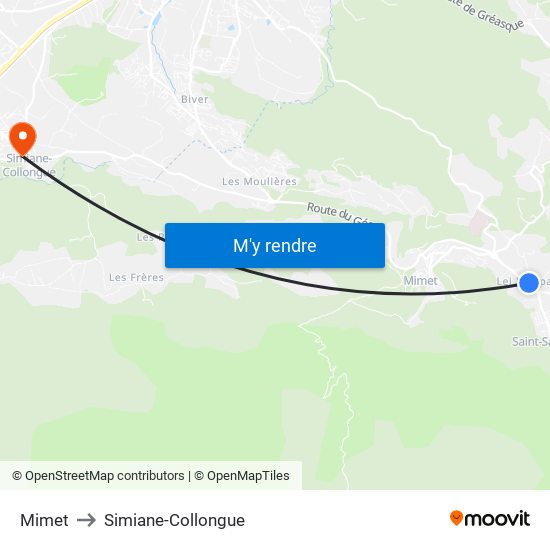 Mimet to Simiane-Collongue map