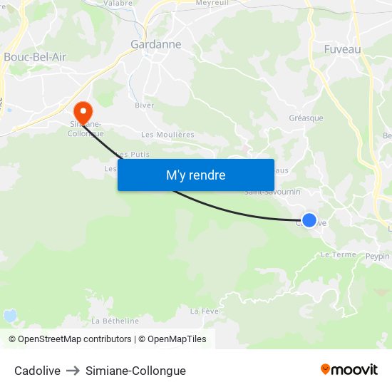 Cadolive to Simiane-Collongue map