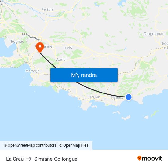 La Crau to Simiane-Collongue map