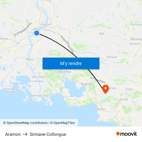 Aramon to Simiane-Collongue map