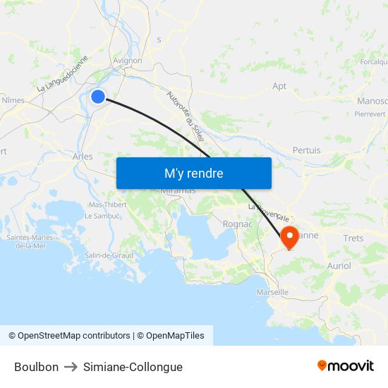 Boulbon to Simiane-Collongue map