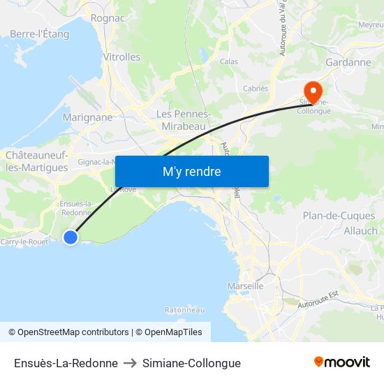 Ensuès-La-Redonne to Simiane-Collongue map